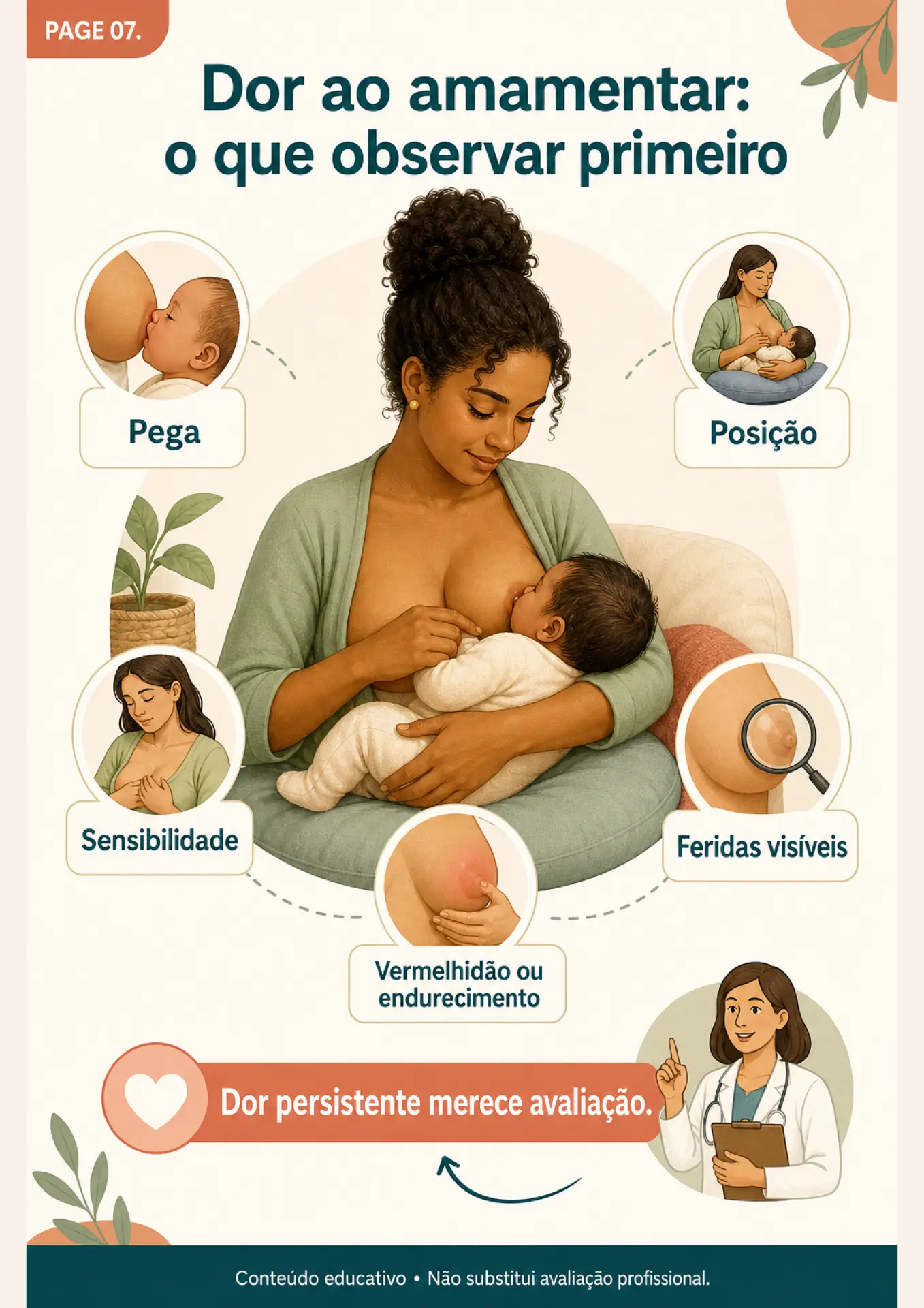 Ficha visual: dor ao amamentar, o que observar