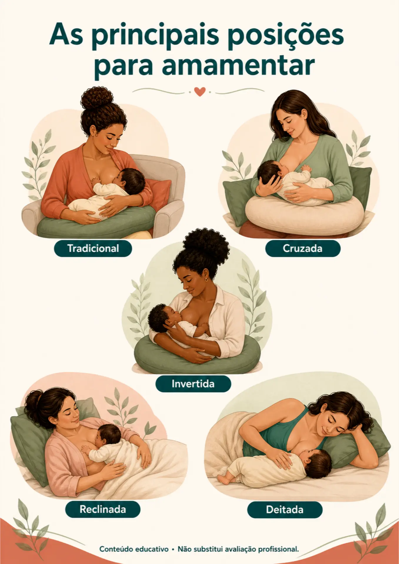 Ficha visual: principais posições para amamentar