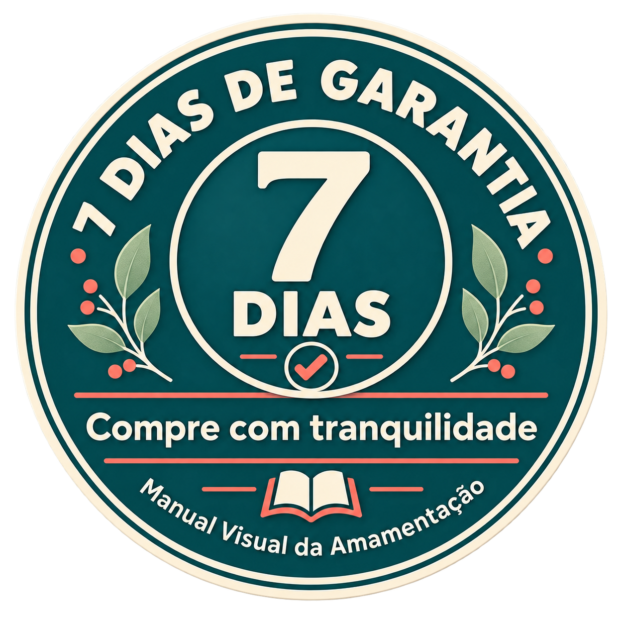 Selo de 7 dias de garantia do Manual Visual da Amamentação