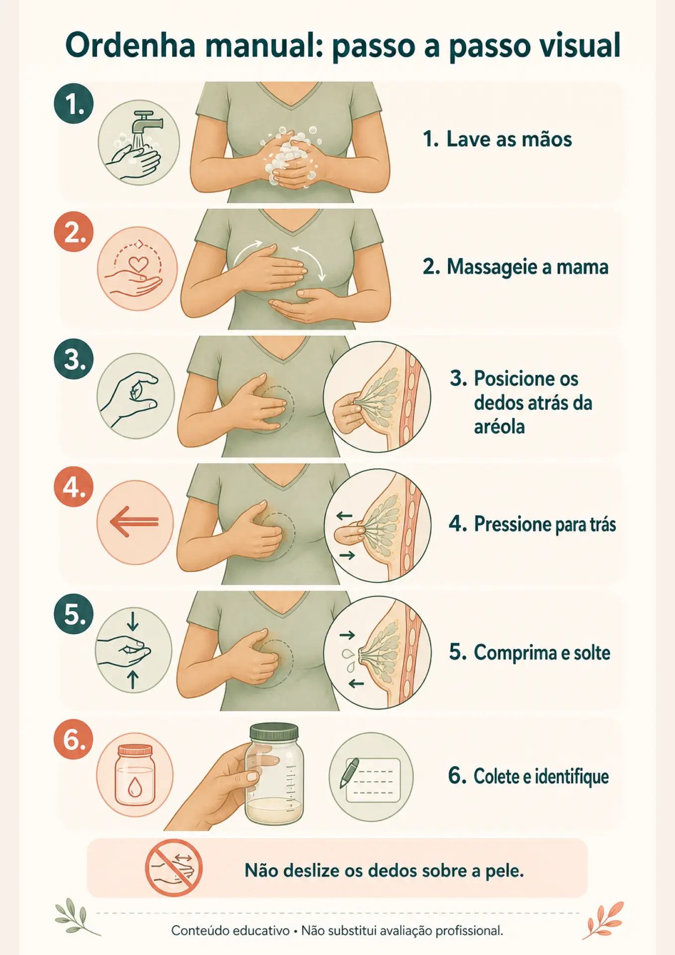 Ficha visual: ordenha manual passo a passo