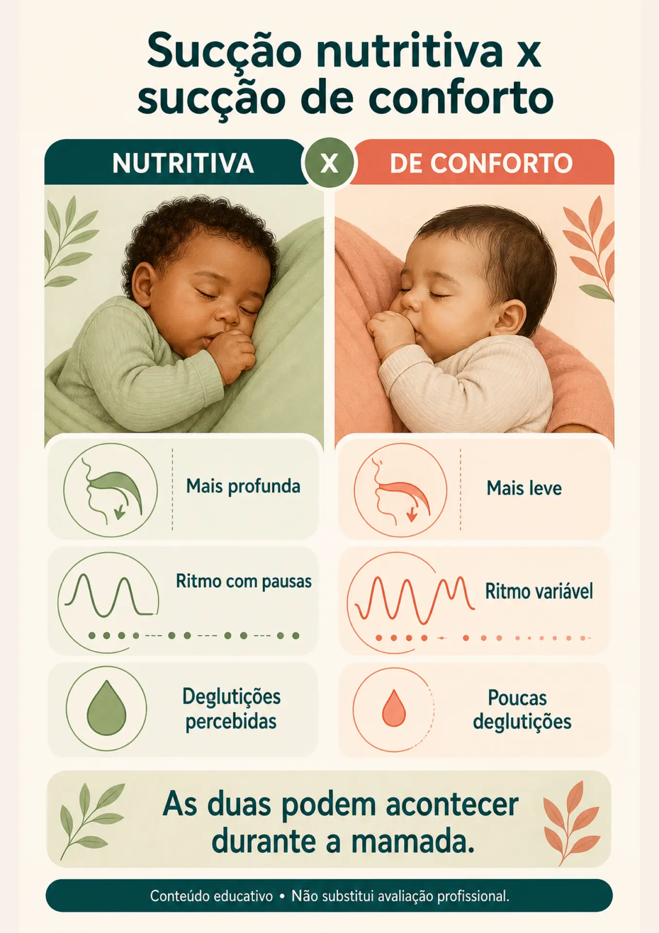 Ficha visual: sucção nutritiva x sucção de conforto